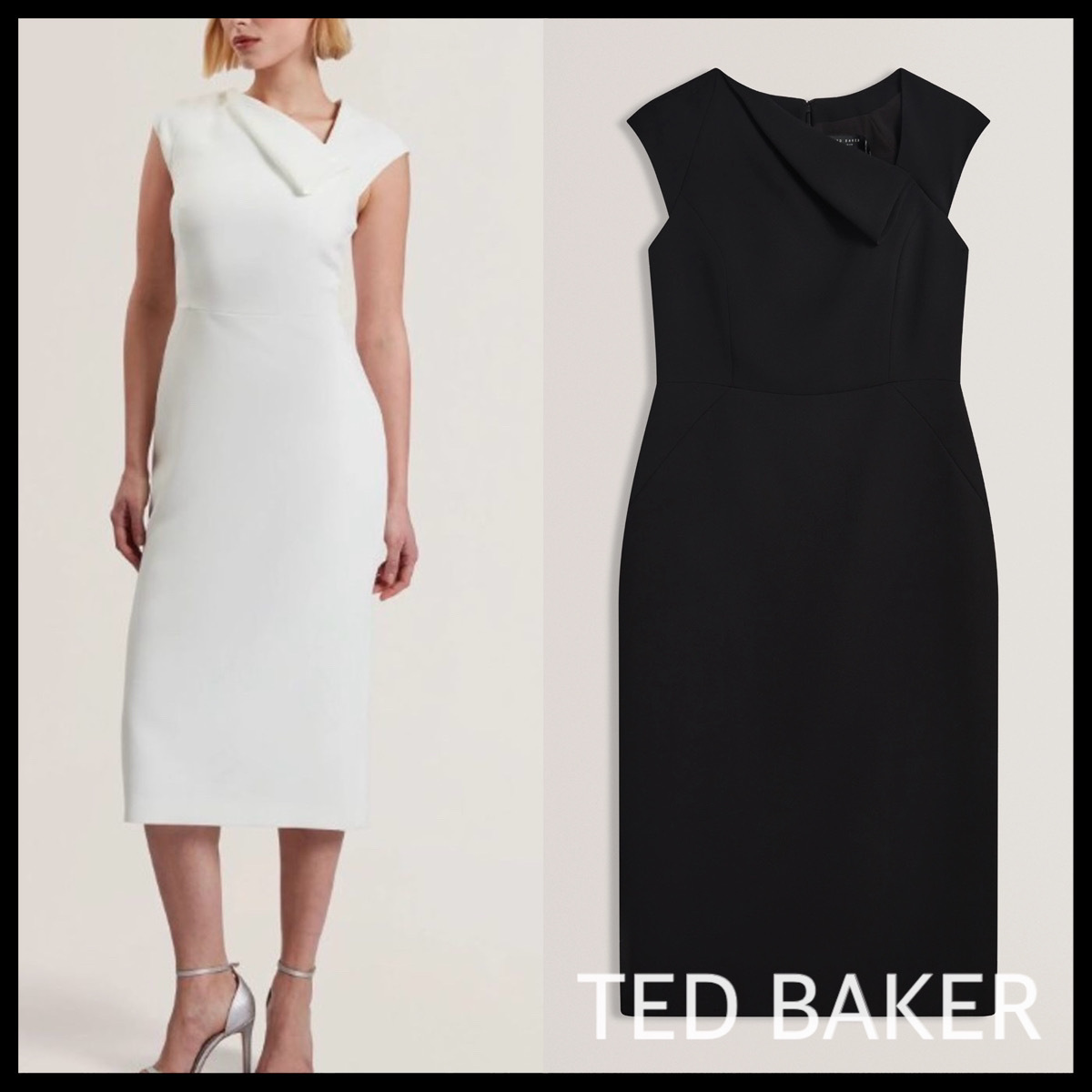 TED BAKER* Bayree フォルドネック ペンシルドレス ワンピース
