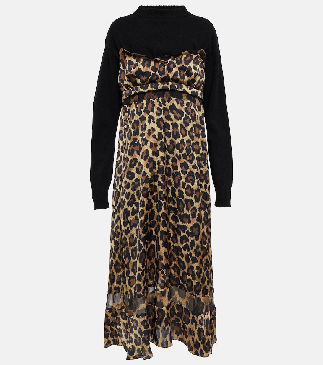 【Sacai】leopard-プリントウールドレス