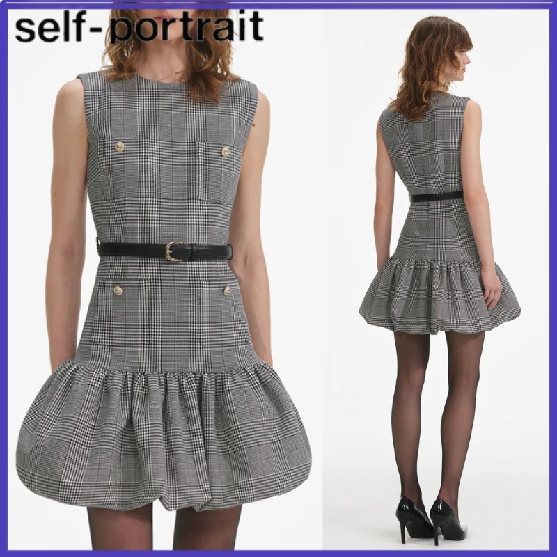 ☆直営店☆ self-portrait グレン チェックバルーン ミニドレス