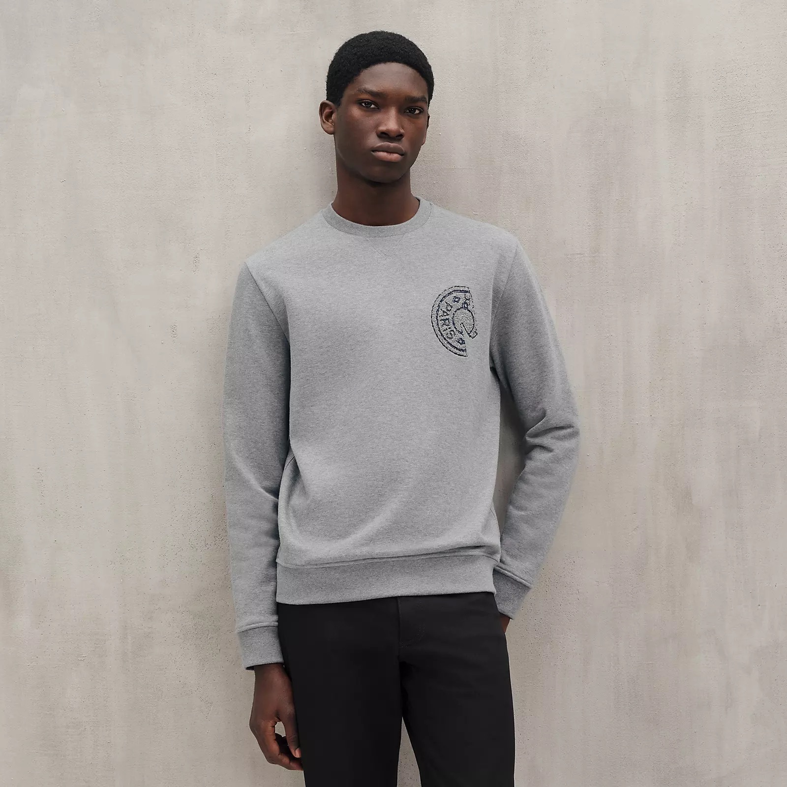 HERMES 25AW《ラウンドネックスウェット パッチ》グレー 直営店