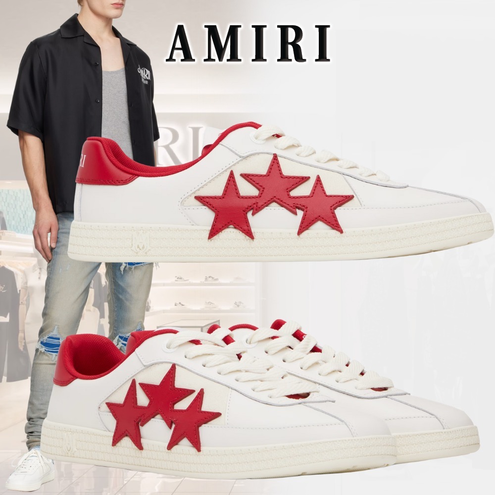 【遊び心溢れる】AMIRI ホワイト＆レッド Pacific スニーカー