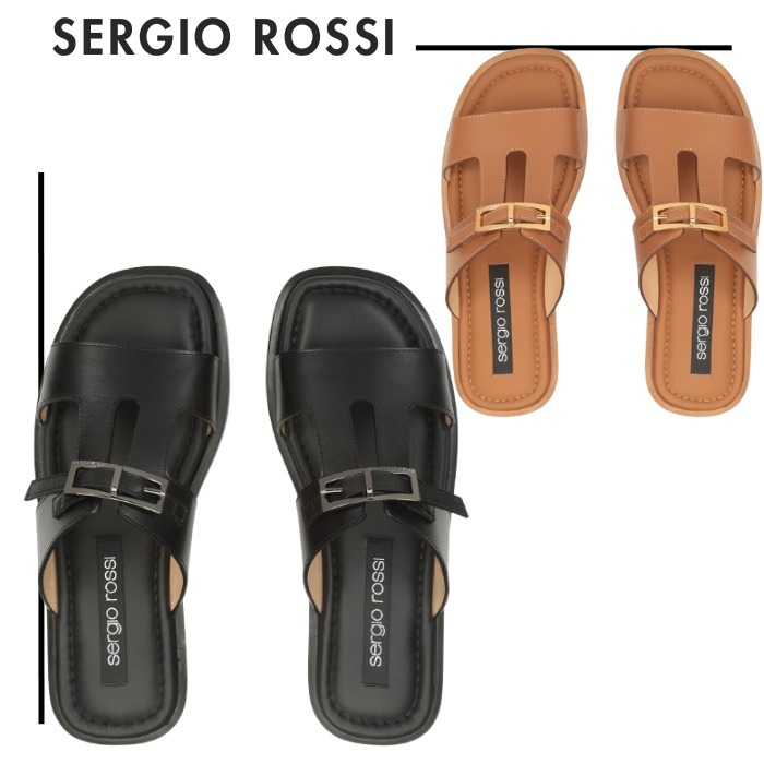 SERGIO ROSSI●メタルディテールsrNoraダブルストラップサンダル