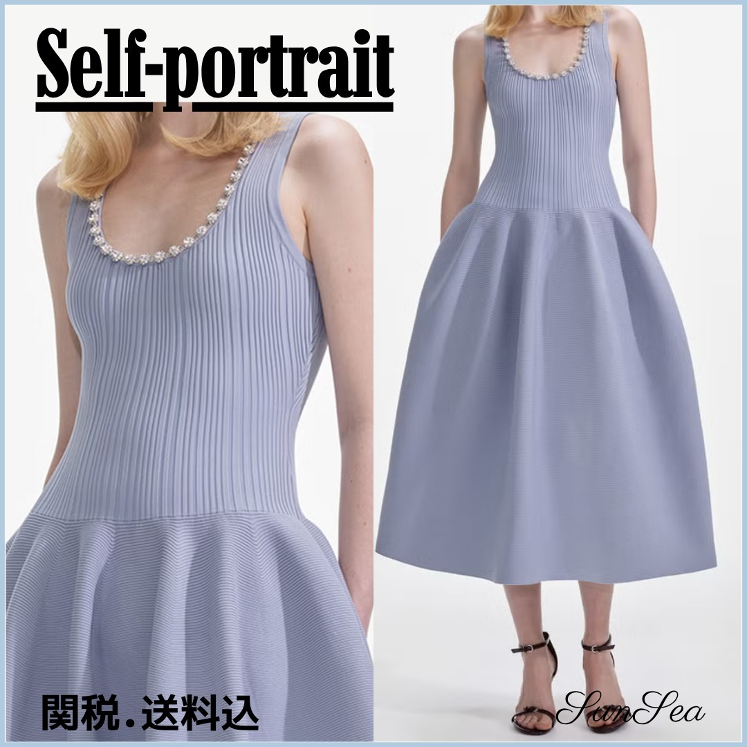 関税送料込【SELF PORTRAIT】リブニットミディドレス