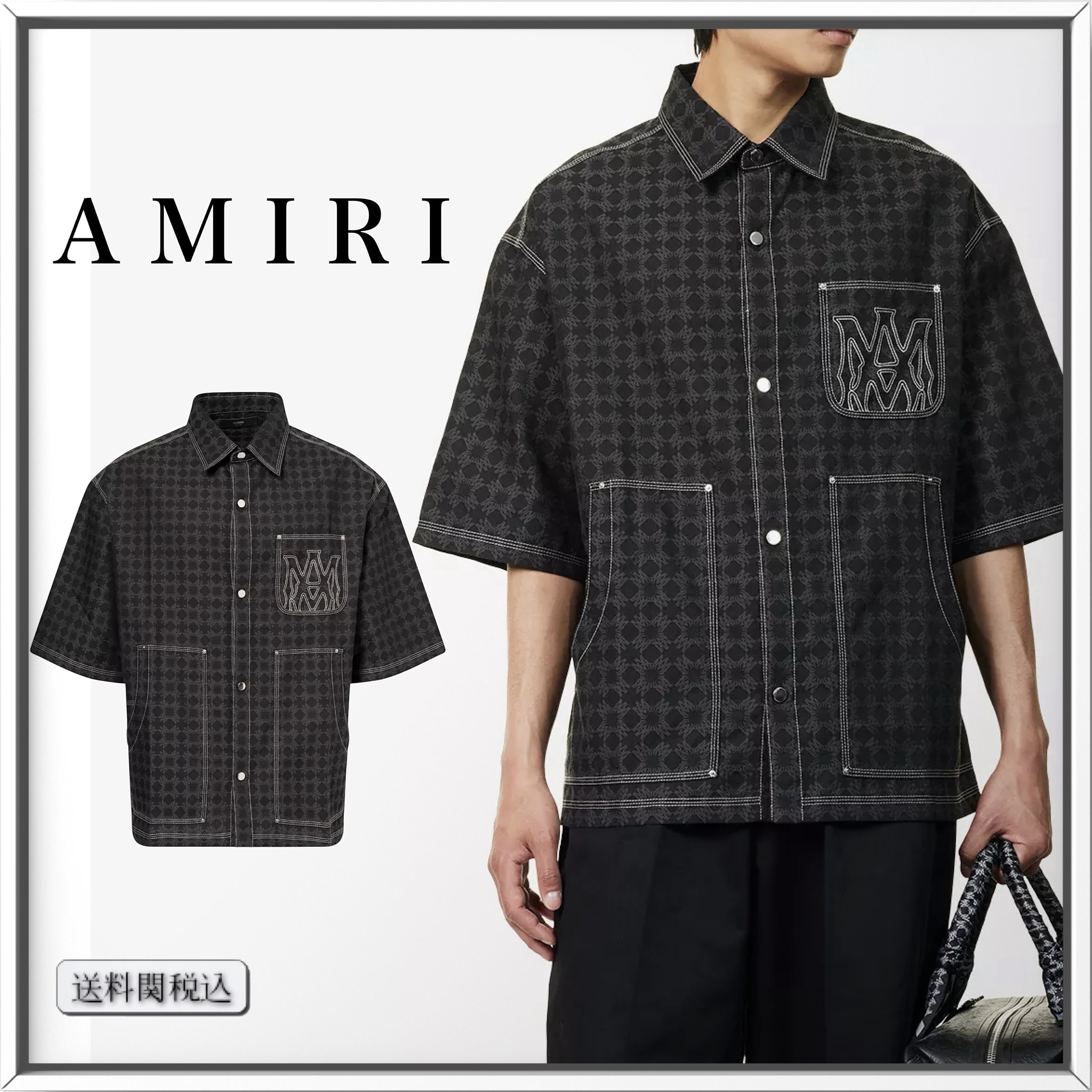AMIRI MA Quad ロゴ ジャカード ワークシャツ 人気