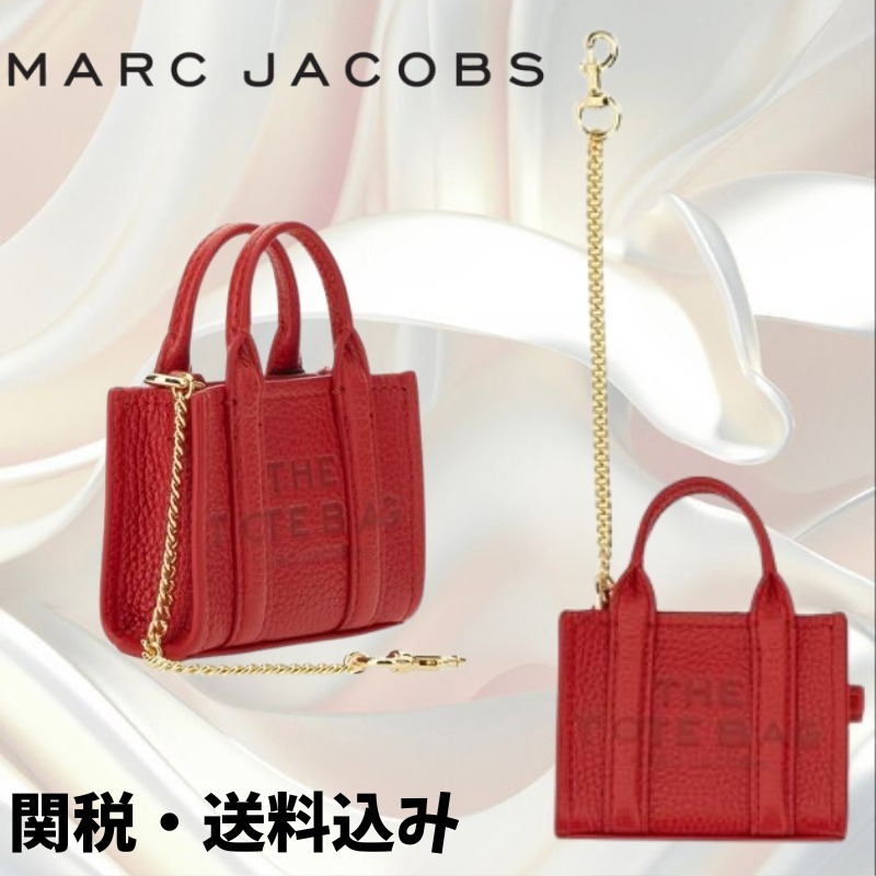 【MARC JACOBS】THE NANO チャーム レザー トートバッグ レッド