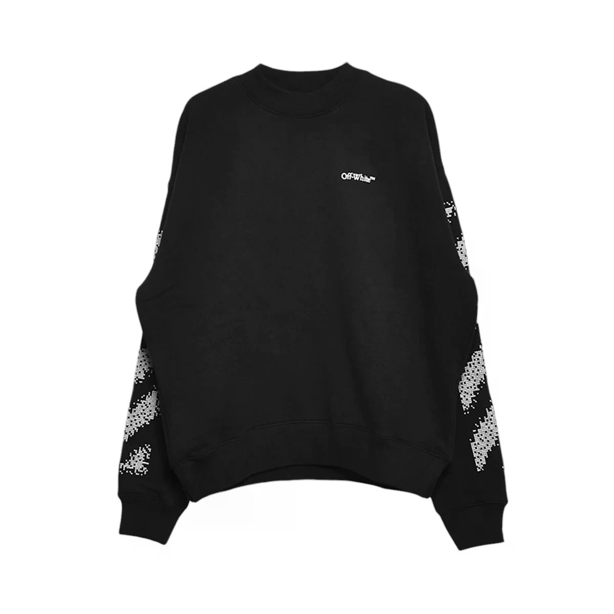 国内発送☆Off-White☆PIXEL DIAG SKATE CREWNECK/BLACK/WHITE