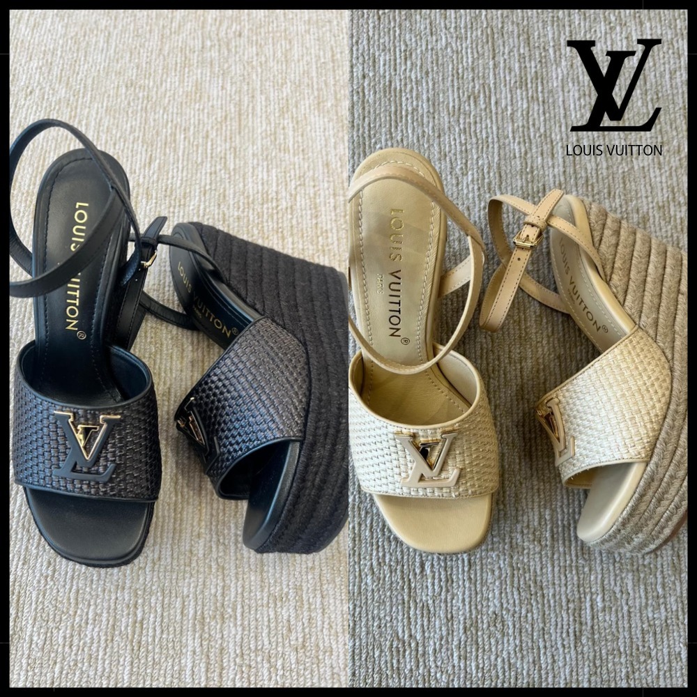 【高めヒールでお洒落に】Louis Vuitton メア ウェッジ サンダル