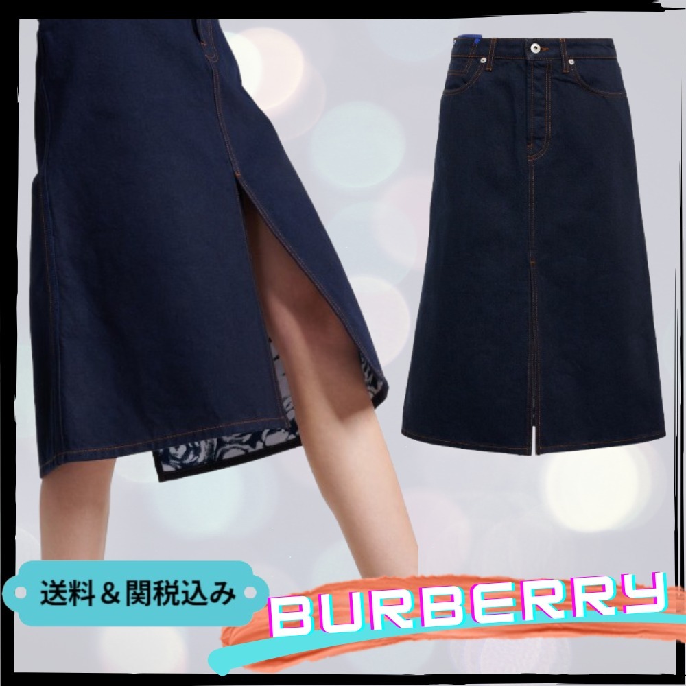 【Burberry】ハイライズ デニムミディスカート