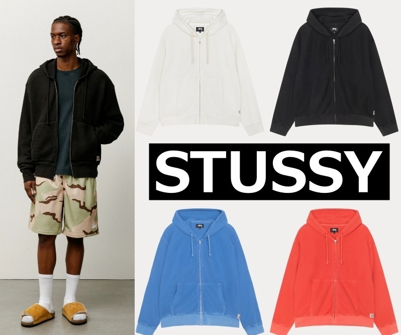 ★ stussy ★ DOUBLE LAYER WAFFLE ZIP HOODIE