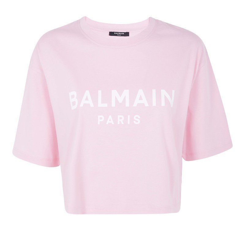Tシャツ・カットソー BALMAIN BALMAIN PRINTED CROPPED T-SHIRT (BF1EE020BB02 OHV)