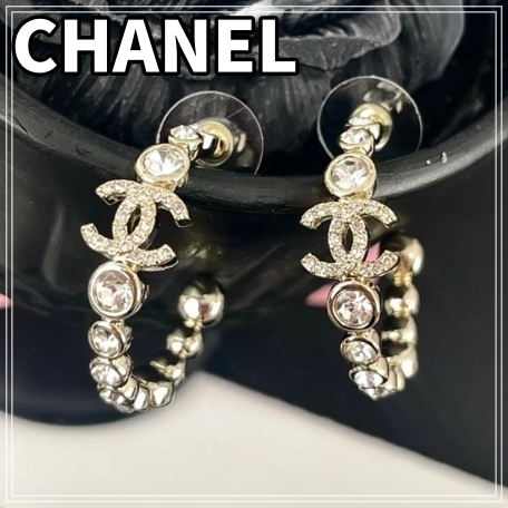 【ゴージャス】CHANEL 25ss フープ ピアス CCロゴ