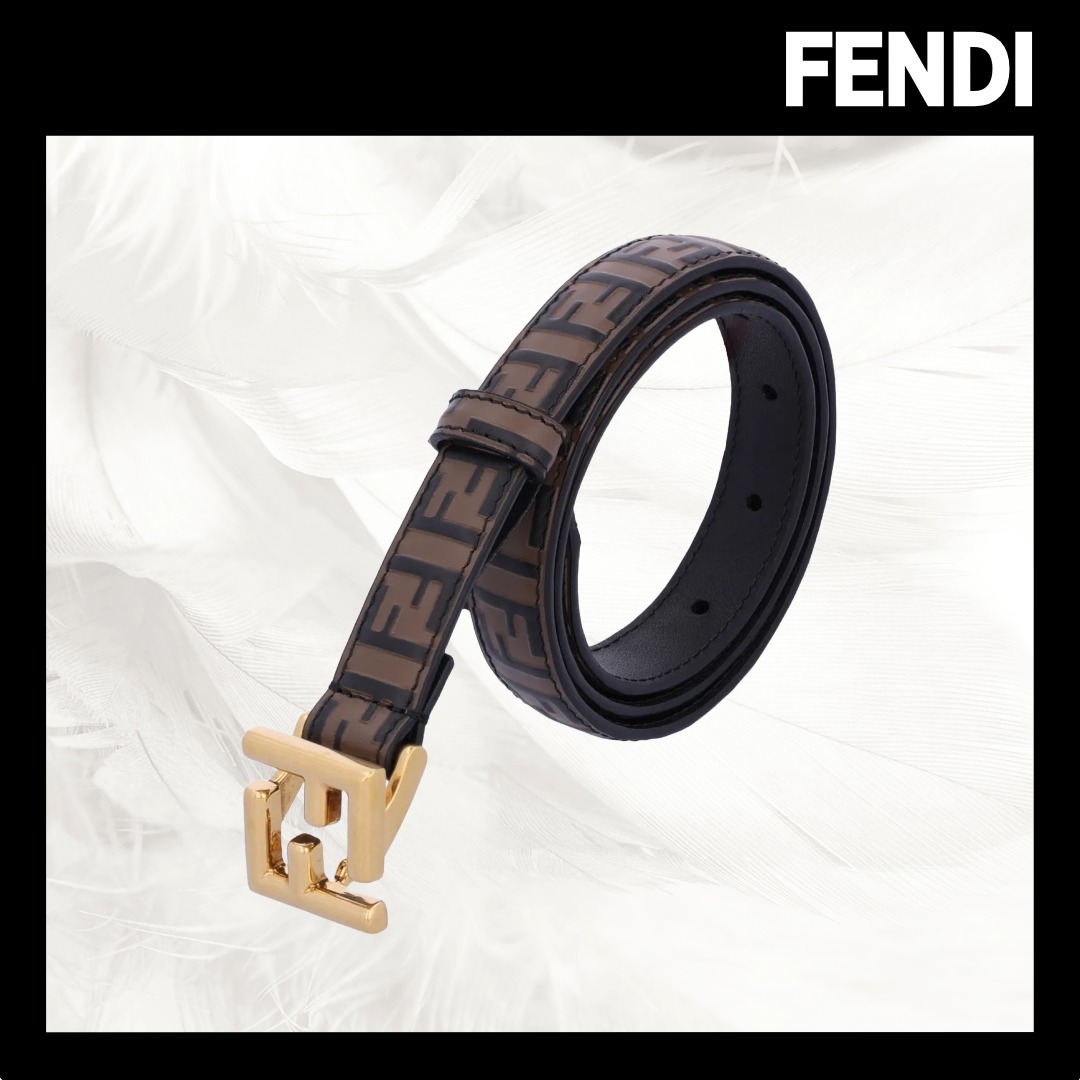 【FENDI】FF Leather Belt/追跡+関税+全国送料込み