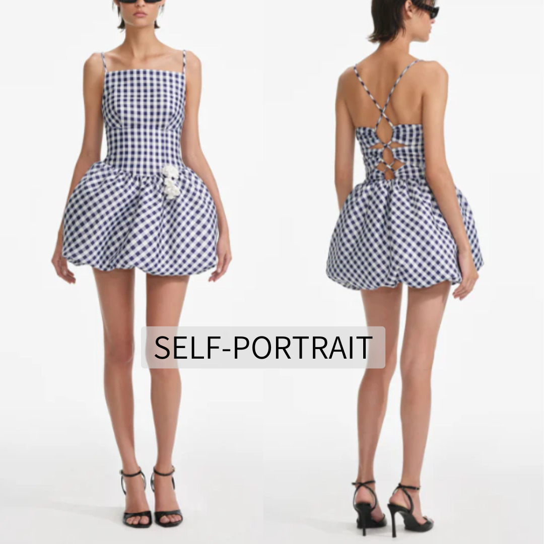 関税・送料込【Self-Portrait】ギンガムタフタミニドレス