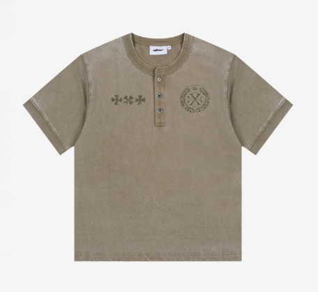 ◆XTONZ Clover Vintage Washing Henley Neck T-Shirt/3色◆