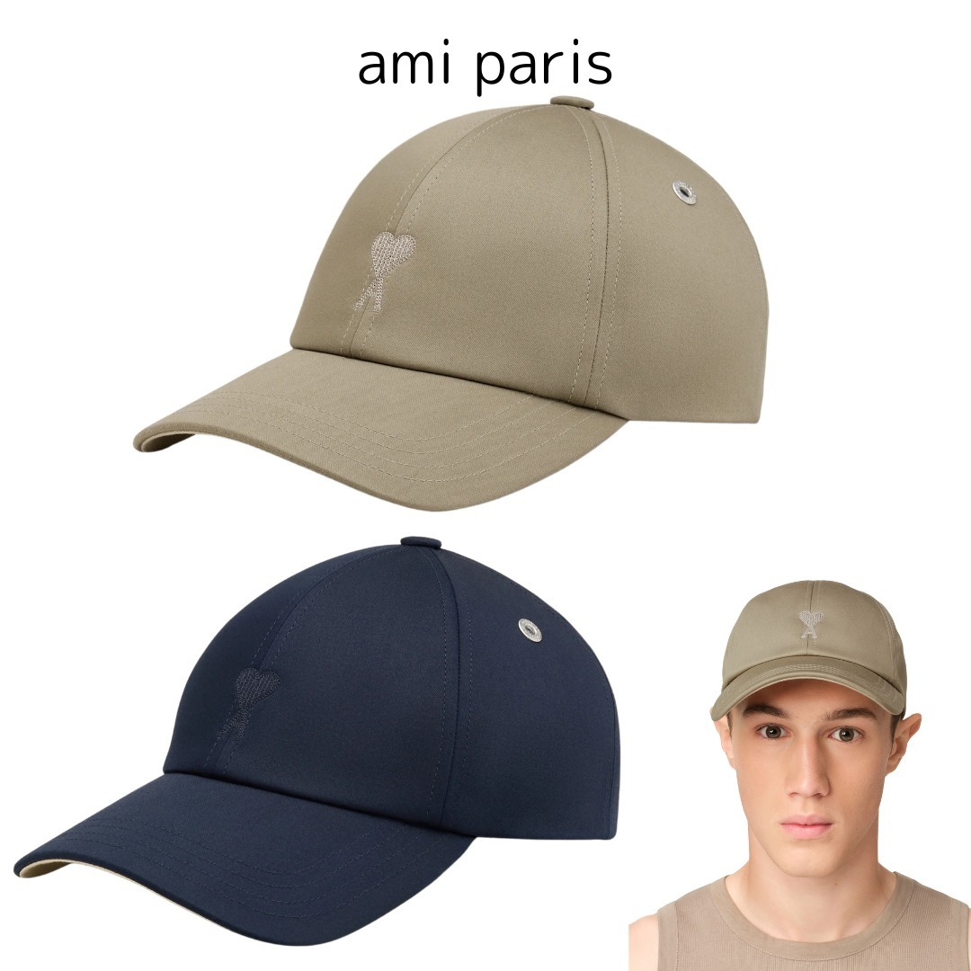 シンプル＜ami paris＞Ami de Coeur エンブロイダリー キャップ