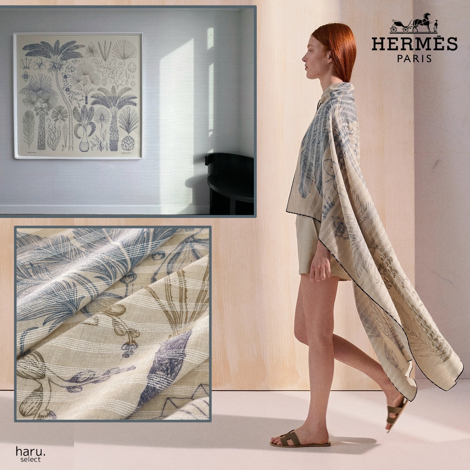 上品♡刺繍スカーフ【HERMES】Index Palmarum Transat