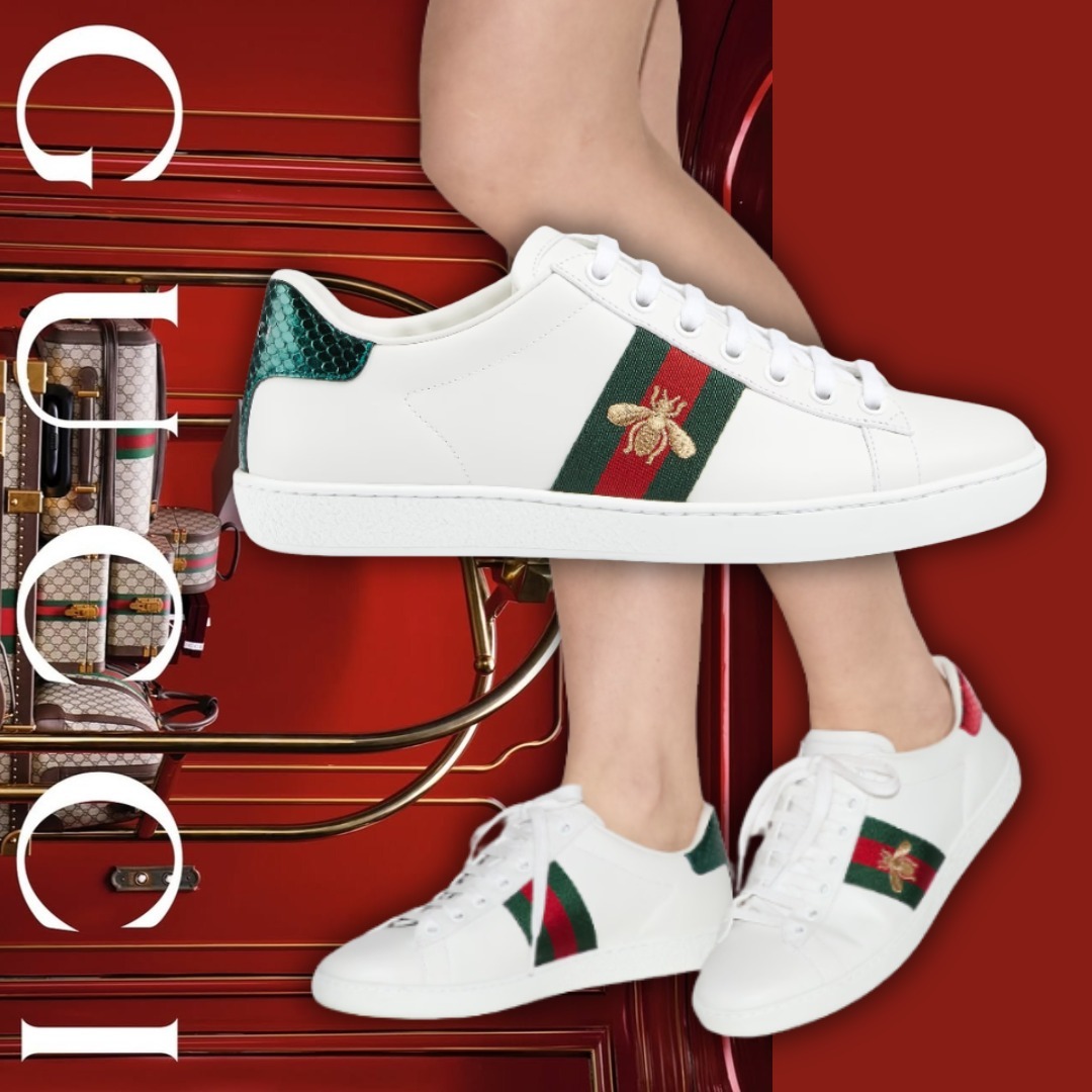 すぐ届く!【GUCCI】〔エース〕エンブロイダリー付き スニーカー
