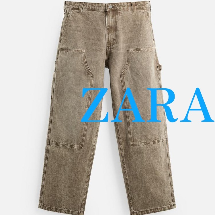 【ZARA】ウォッシュ加工カーペンターポケットパンツ0108/435/700