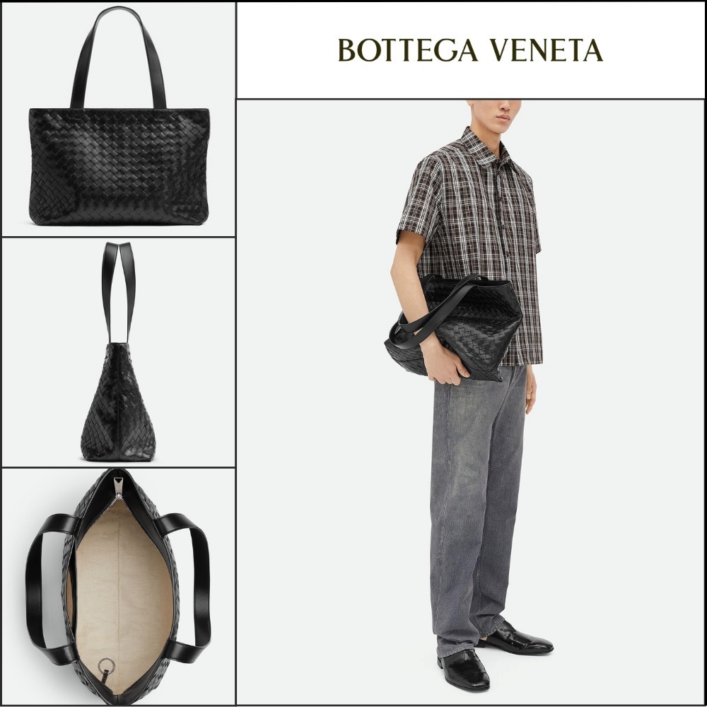 【BOTTEGA VENETA】Small Intrecciato Zip Tote Bag Black
