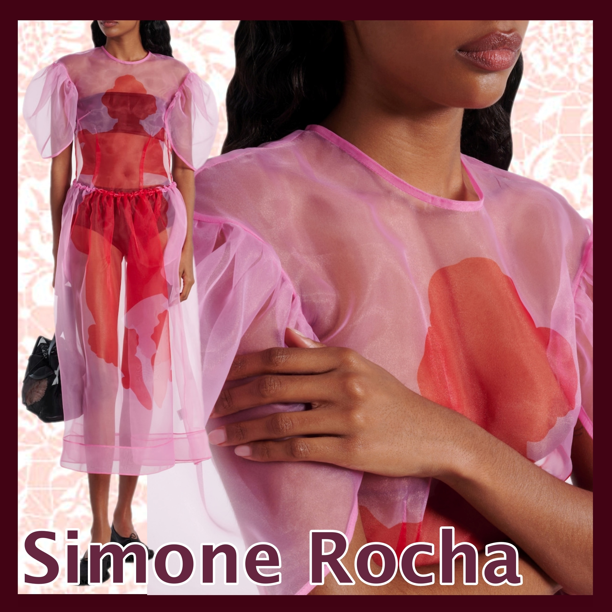 【SIMONE ROCHA】プリントオーガンザミディドレス