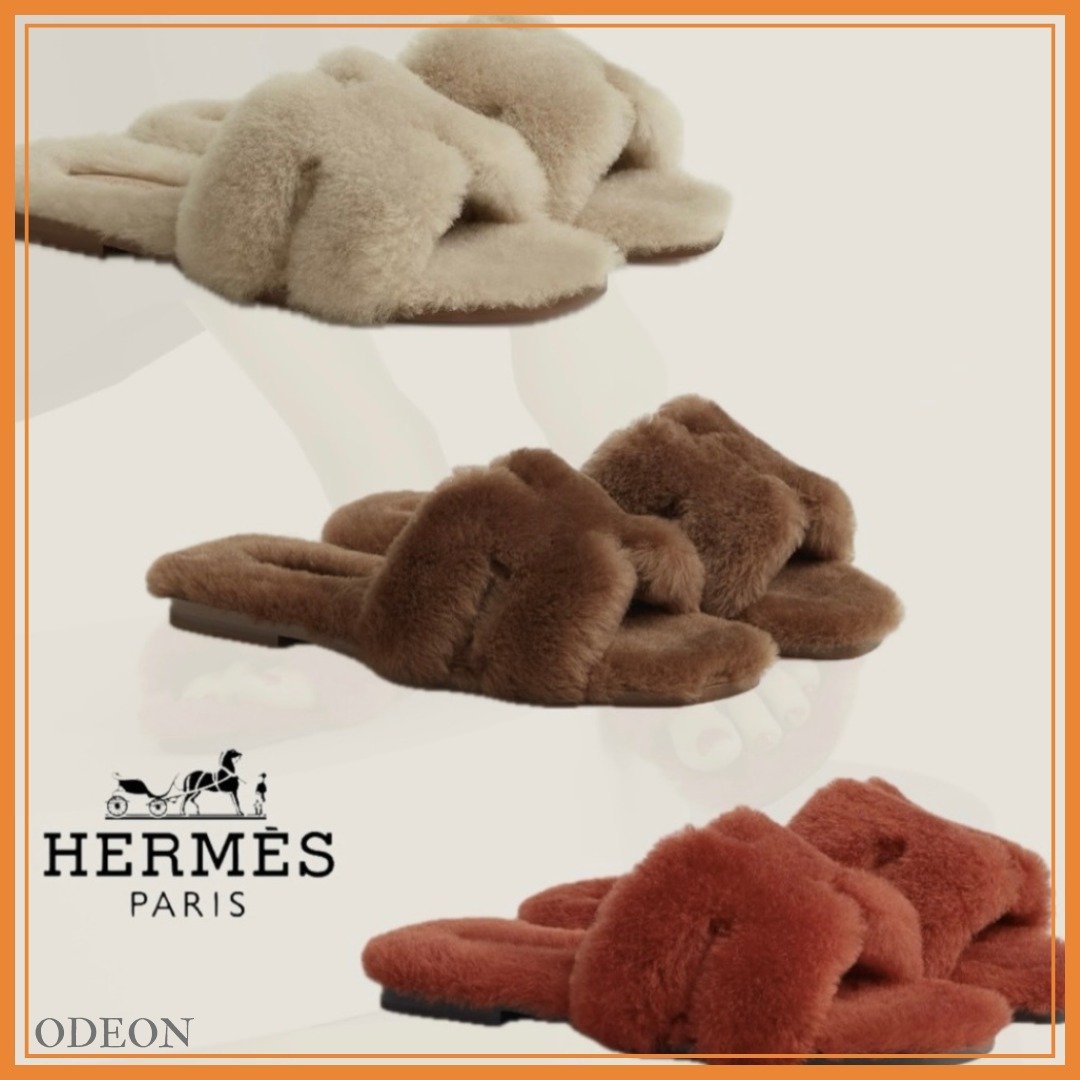 *もこもこが可愛い*【HERMES】限定カラー オランサンダル