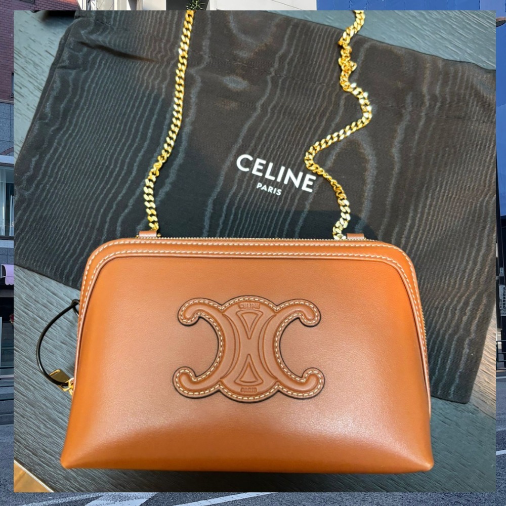【最新作♪】CELINE チェーン付きクラッチ キュイル トリオンフ