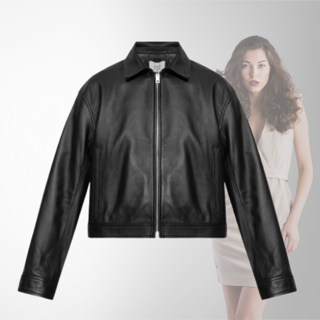 【至高】MAISON KITSUNE クロップド レザー ジャケット ラム革