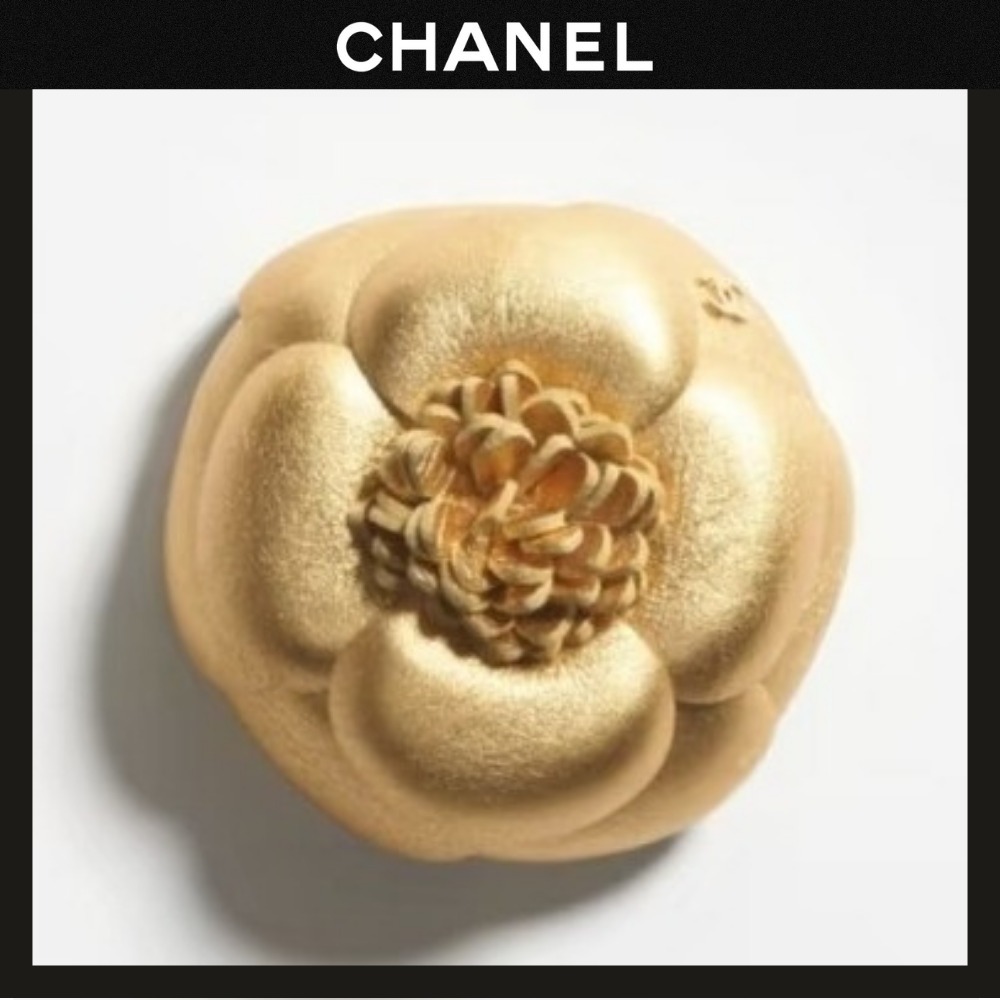 安心国内発送 25A 主役級 ゴールドカメリア◆CHANEL ブローチ
