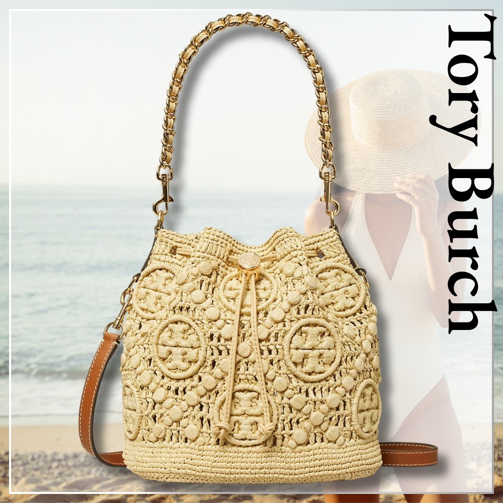 NY発★夏に映える【Tory Burch】T Monogram バケットバッグ 2WAY