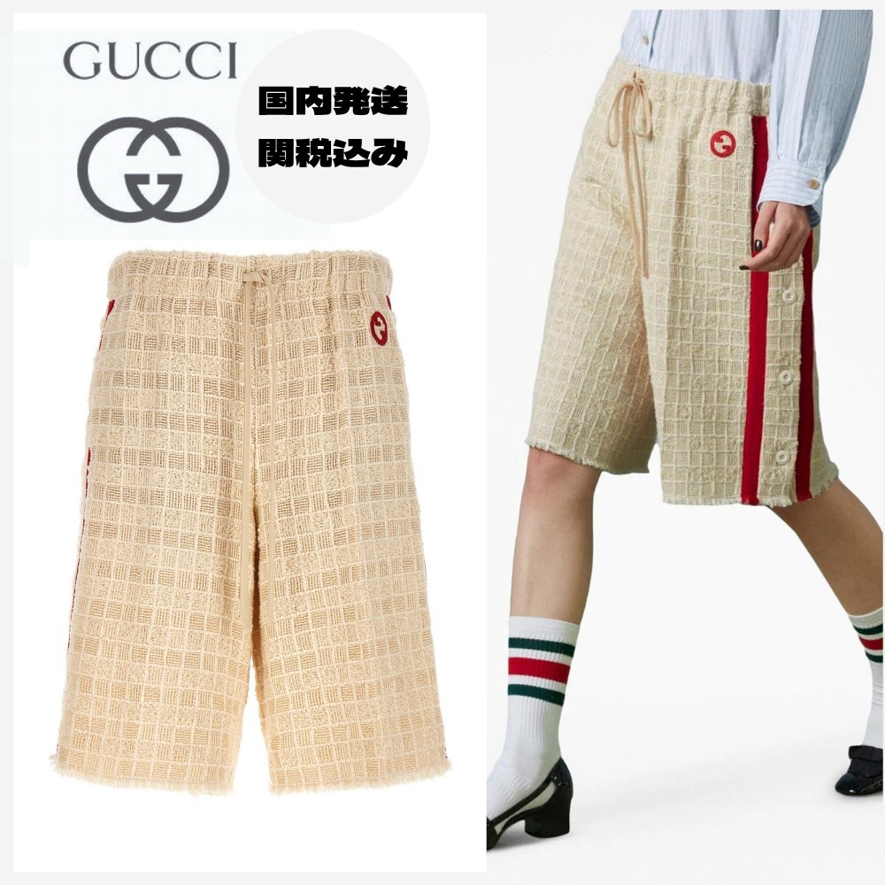 GUCCI Contrast band tweed bermuda レディース ショートパンツ