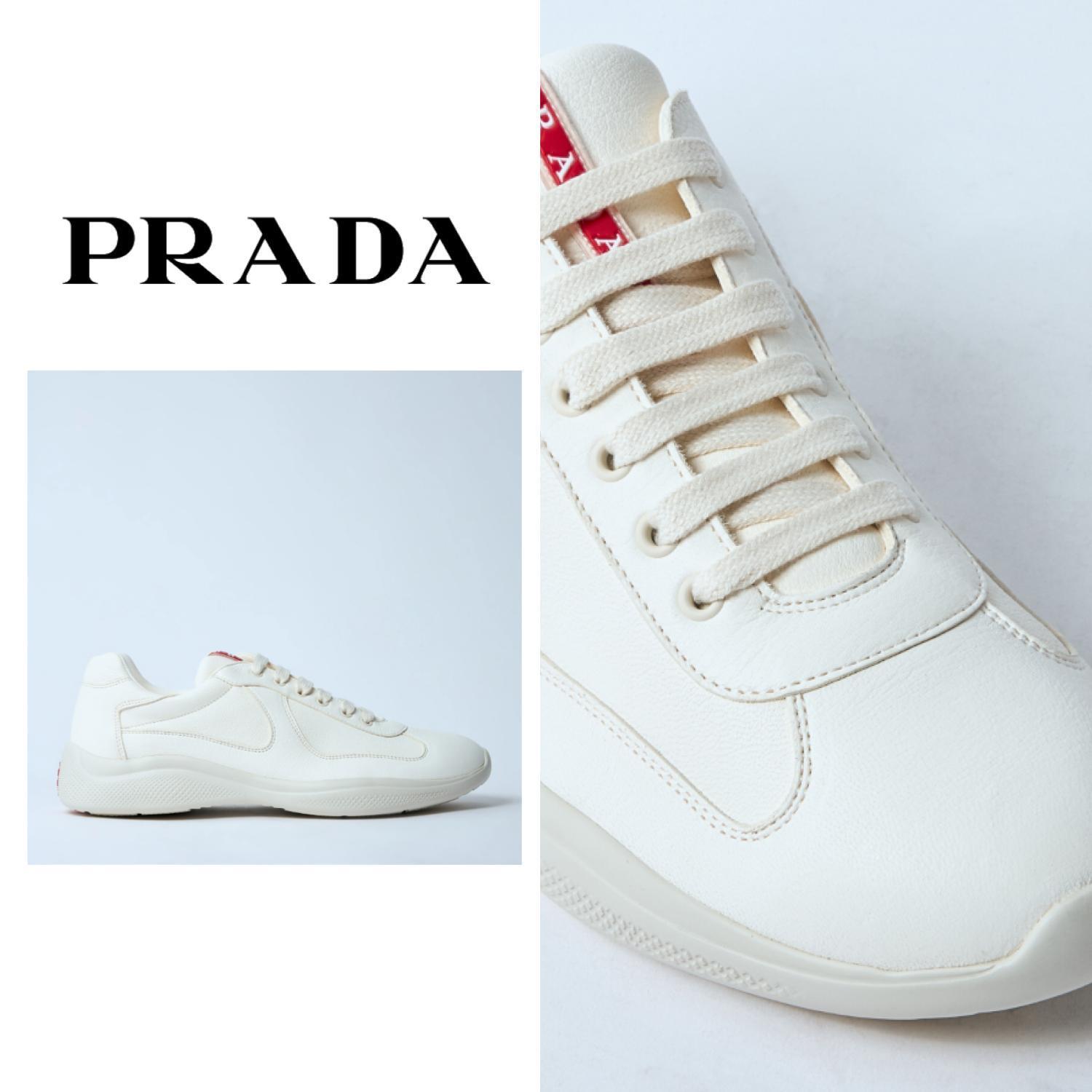 おすすめ☆大人気【PRADA】 ローカット レザースニーカー