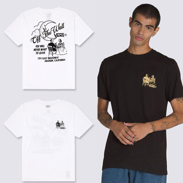 【VANS】ファインダイニング 半袖 Tシャツ BLACK/WHITE★大人気