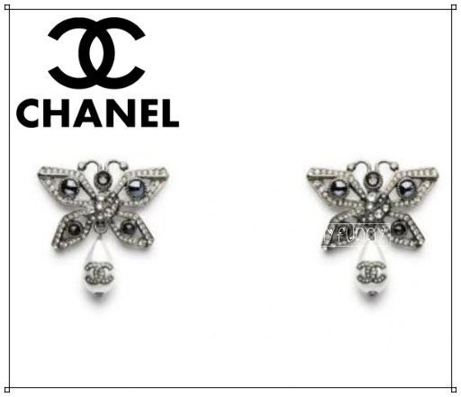 《25A★》CHANEL シャネル ピアス 蝶々 パール