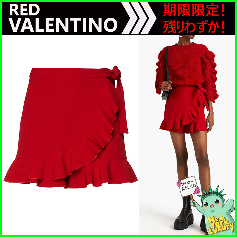 RED VALENTINO★素敵！Skirt-effect ruffled crepe shorts