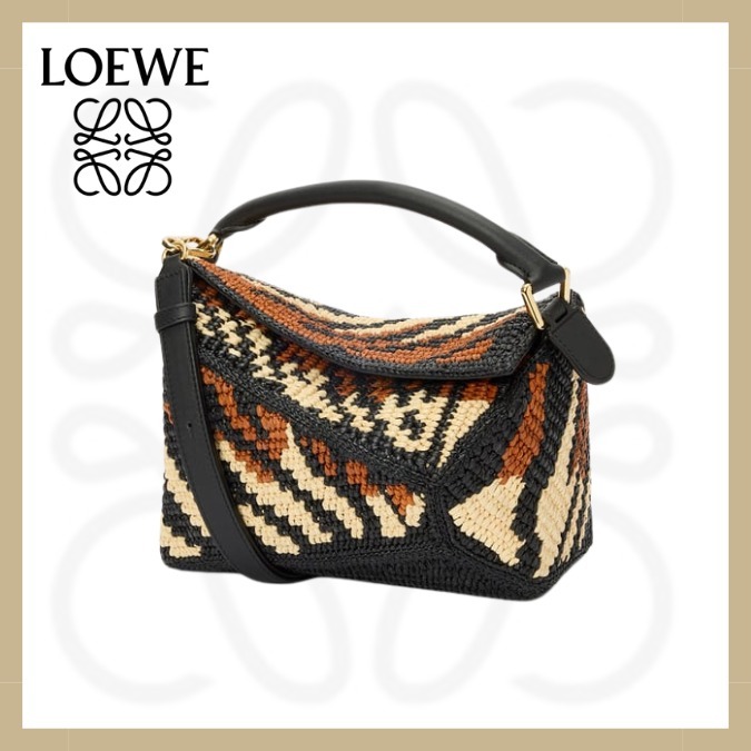 ★LOEWE★パズルエッジ バッグ スモール（ラフィア&カーフ）