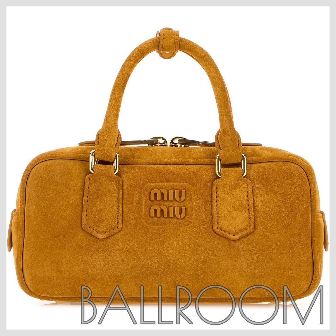 ハンドバッグ MIUMIU MUSTARD SUEDE ARCADIE HANDBAG