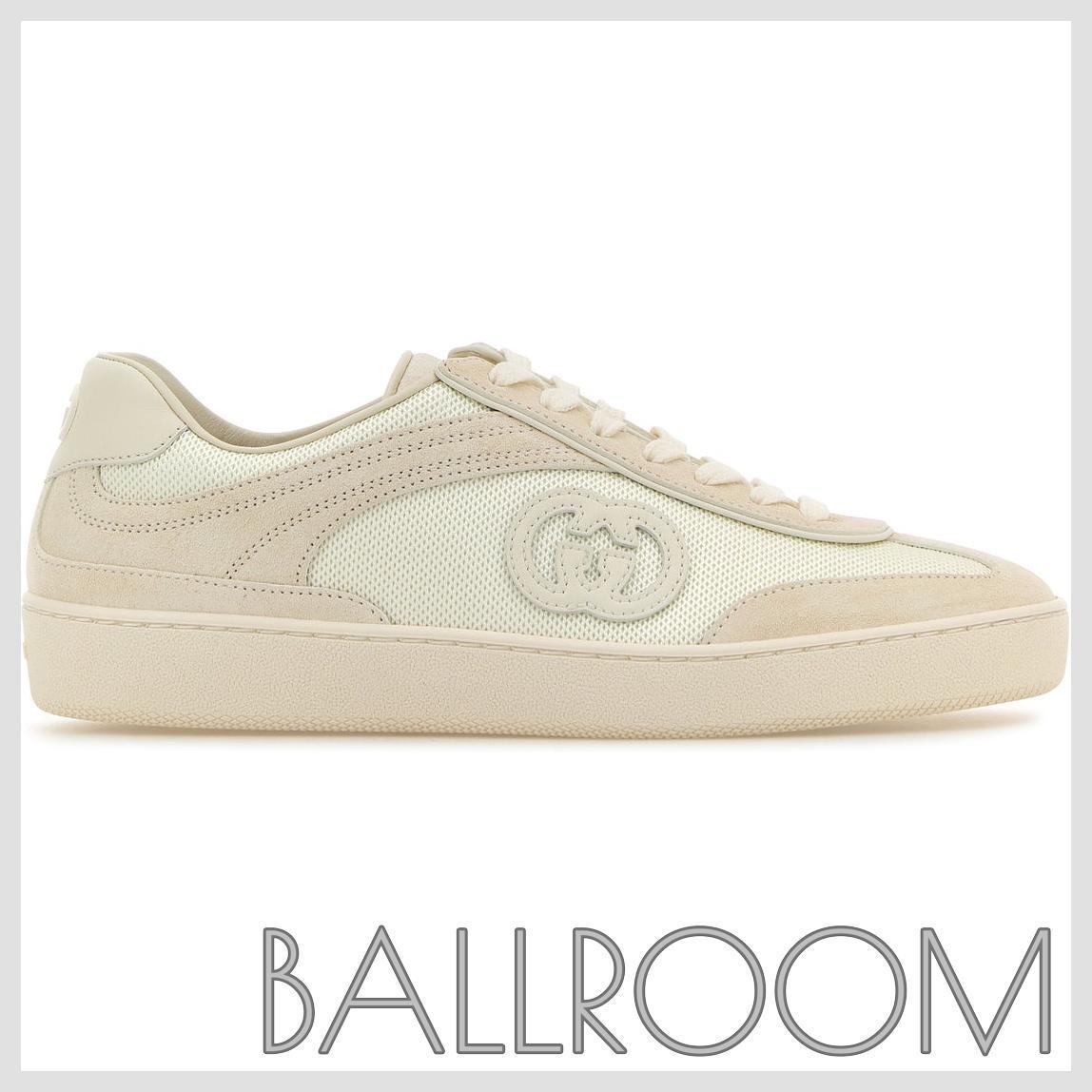 スニーカー GUCCI IVORY FABRIC AND SUEDE SNEAKERS