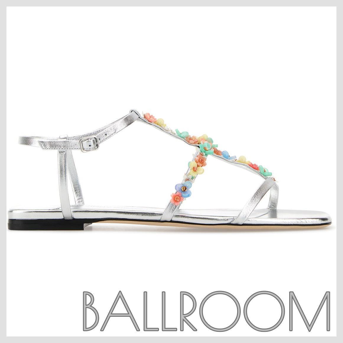 サンダル・ミュール JIMMY CHOO SILVER NAPPA LEATHER DAISY SANDALS