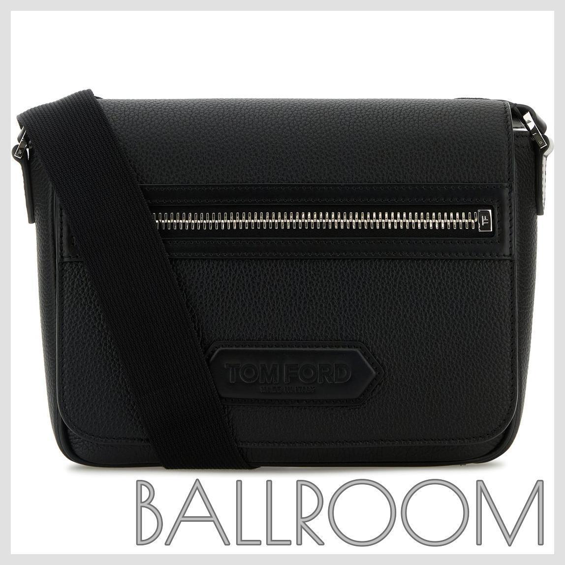 ショルダーバッグ TOM FORD BLACK LEATHER SMALL TRAVELLER CROSSBODY BAG