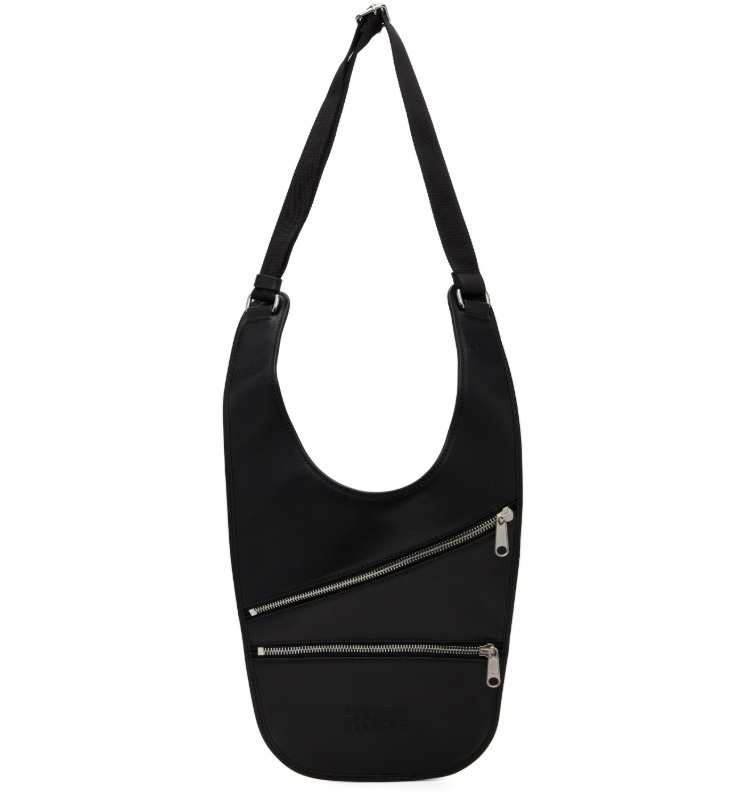 MM6 Maison Margiela ブラック ミニ Flat Saddle バッグ