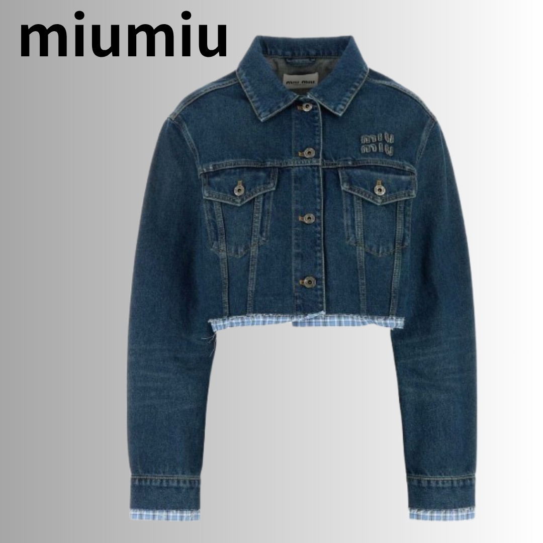 Miu Miu レイヤード クロップド デニム ジャケット