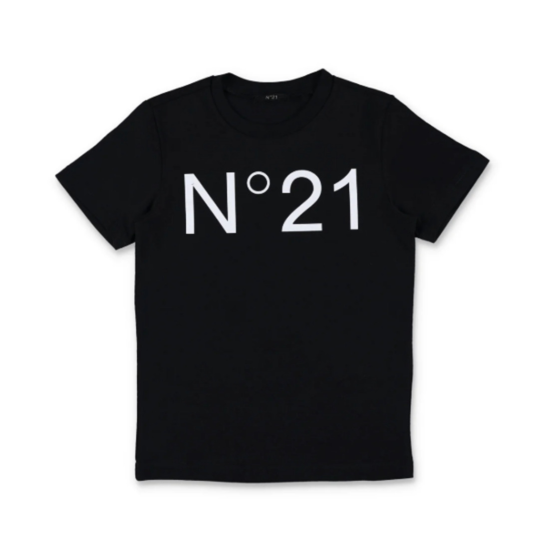 人気 ★ N°21 ★ ロゴ コットン Tシャツ Black《大人もOK!》
