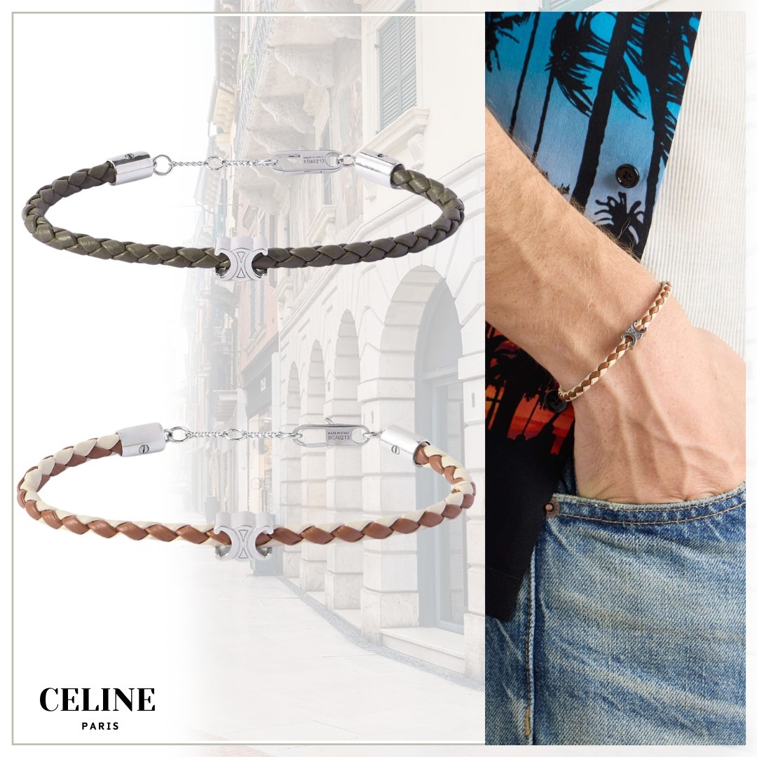 ハンサム度がアップする【CELINE】ウーブンレザー ブレスレッド