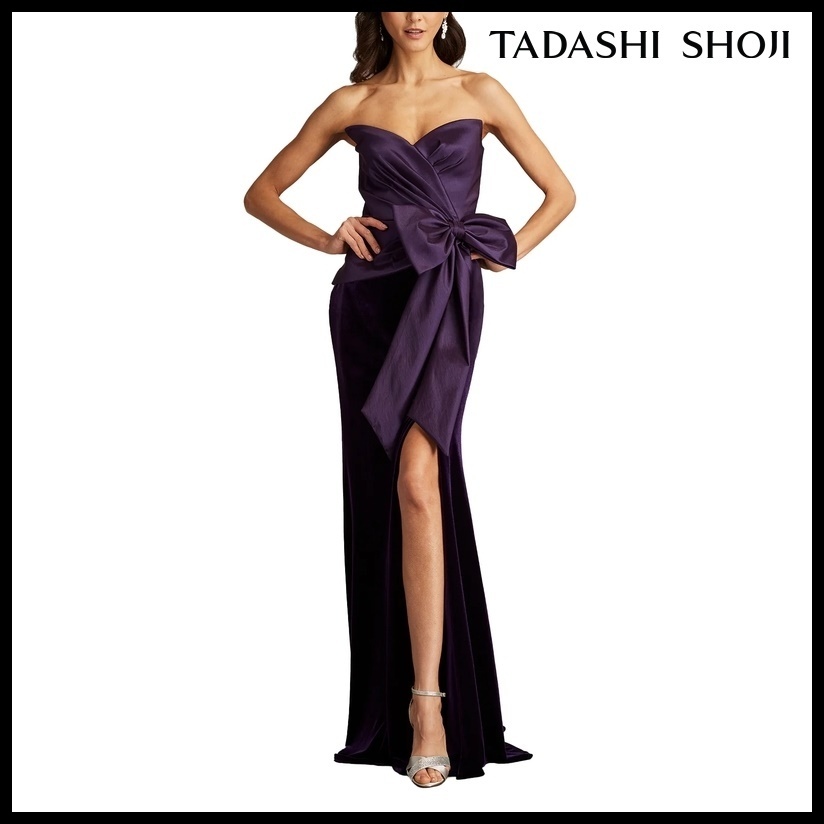 Tadashi Shoji ストラップレスドレープボウガウン