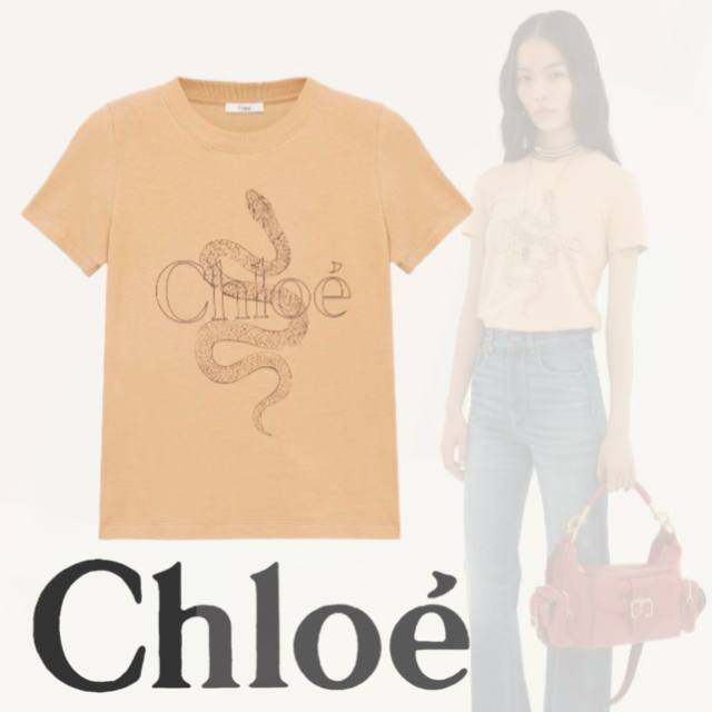 【Chloe】 ロゴ入り ベビーフィット コットン ミルキーブラウン