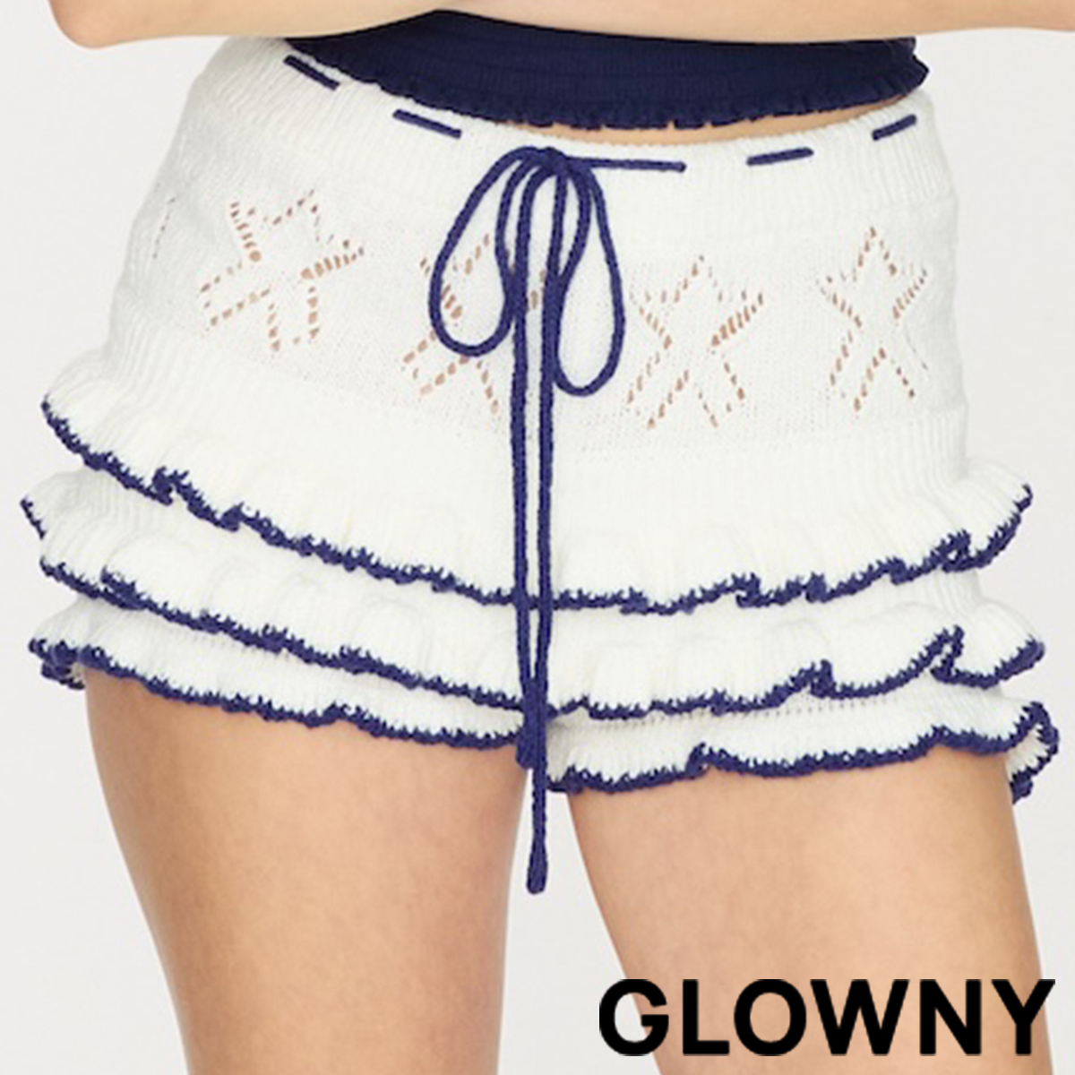 ★GLOWNY★CANDY POP KNIT SHORTS (WHITE)★正規品/韓国直送料込