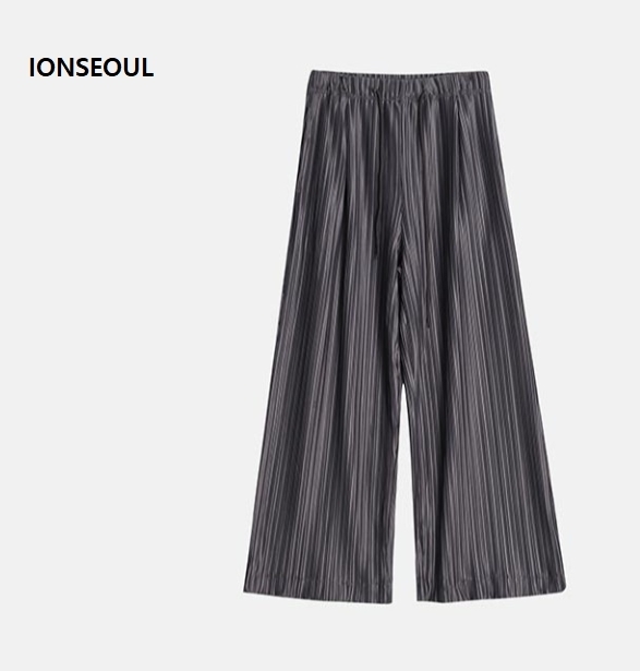 パンツ・ボトムスその他 IONSEOUL Glossy Pleats Wide Pants (2color) JE1197