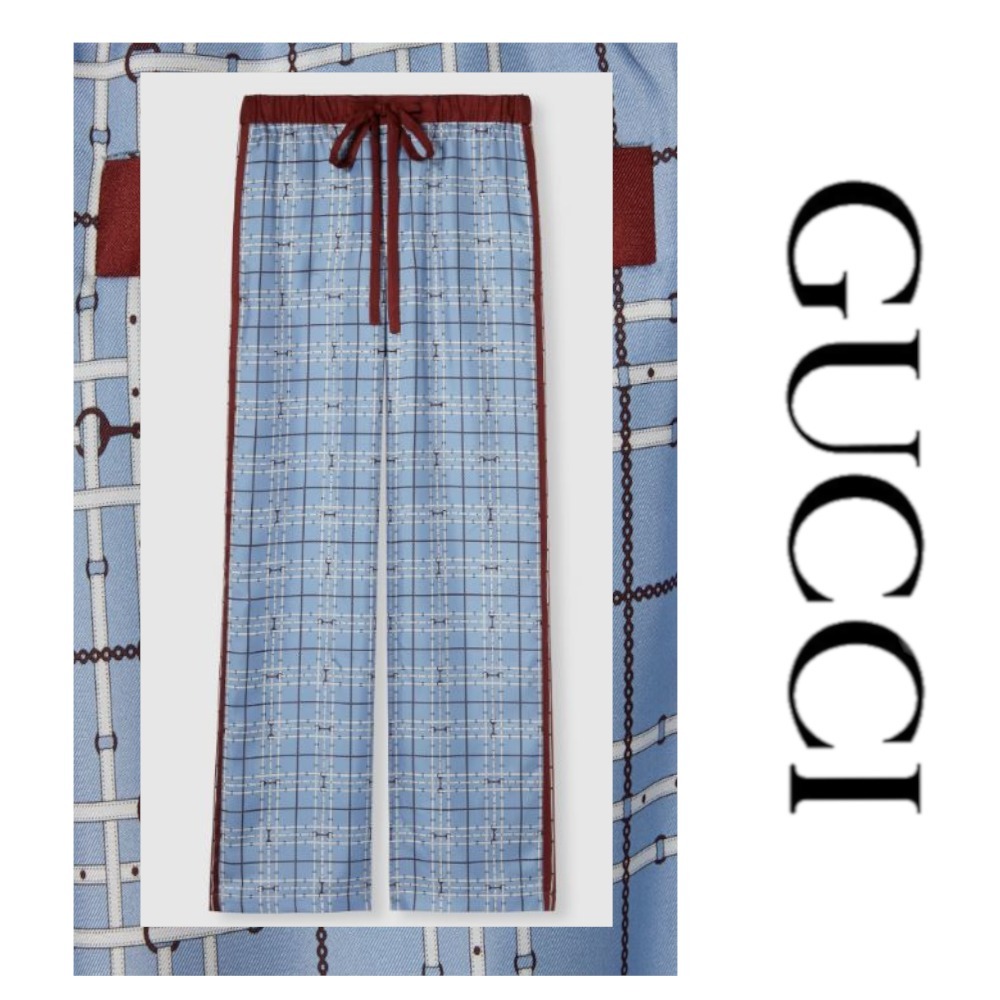 注目の新作♪【GUCCI】プリントシルク ツイルパンツ