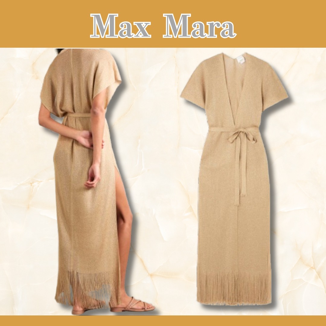 関税送料込【Max Mara】メタリックニット カフタン ワンピース