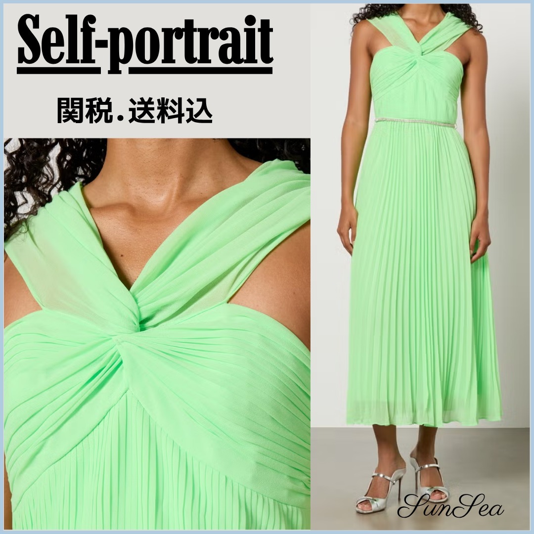 関税送料込【SELF PORTRAIT】シフォン ミディドレス